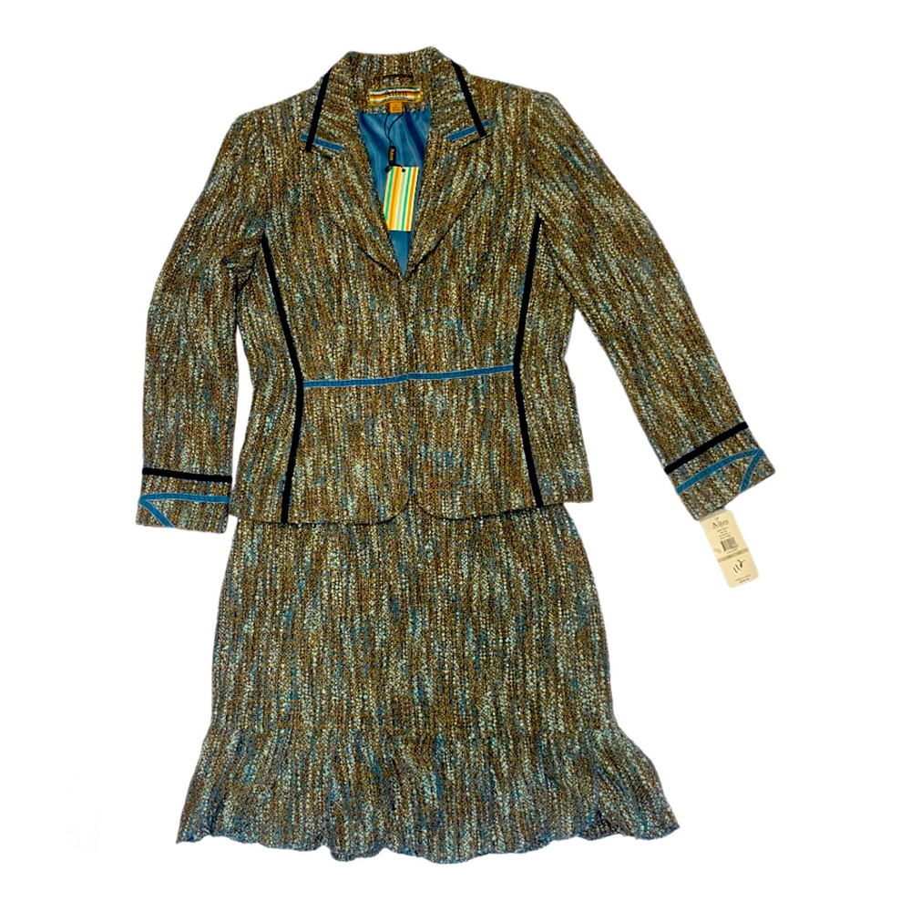 Elegant Multicolor Blazer and Skirt Set